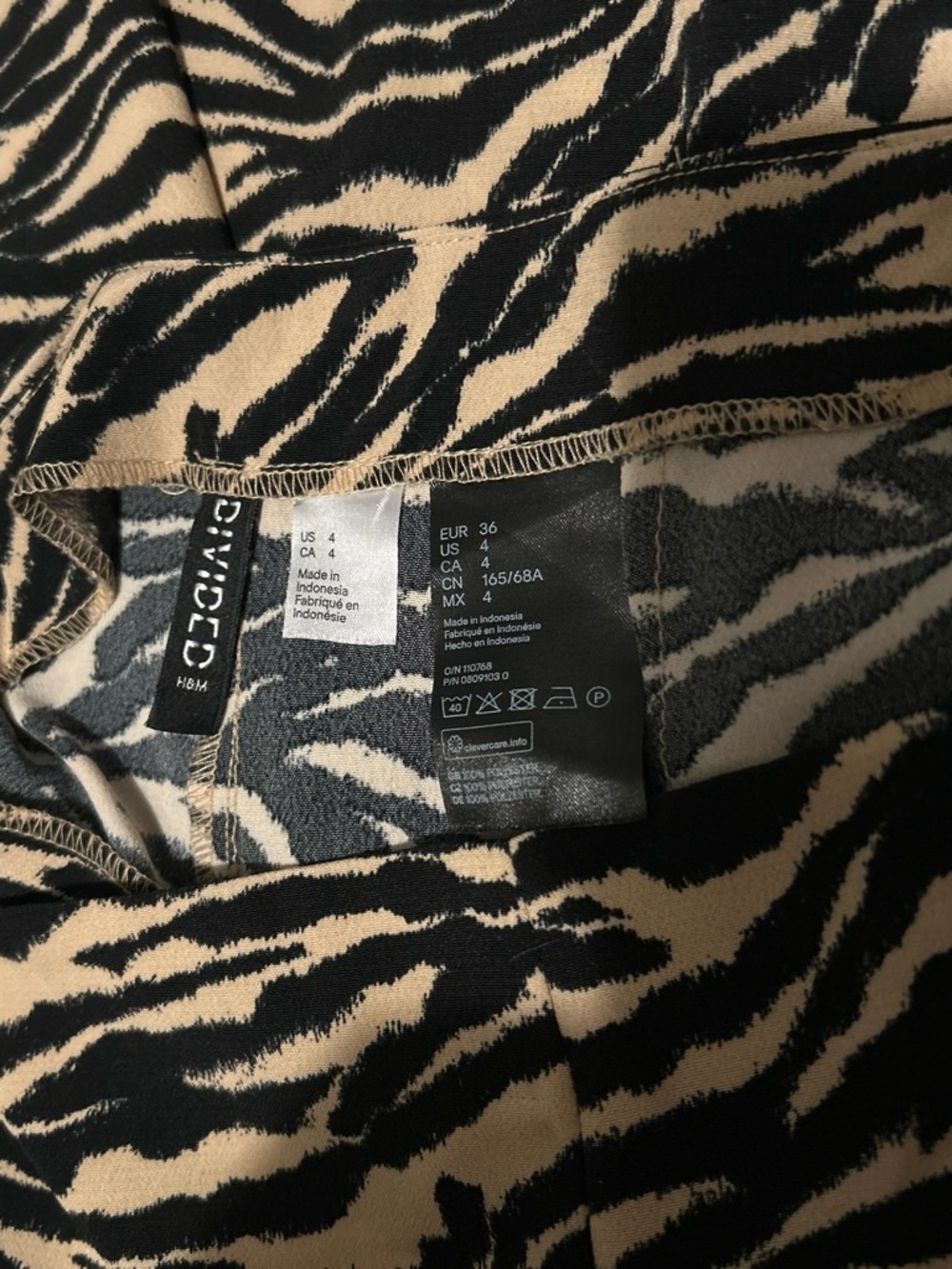 Divided Zebra Print Bootcut Pants in Black & Cream - Picture 3 of 3